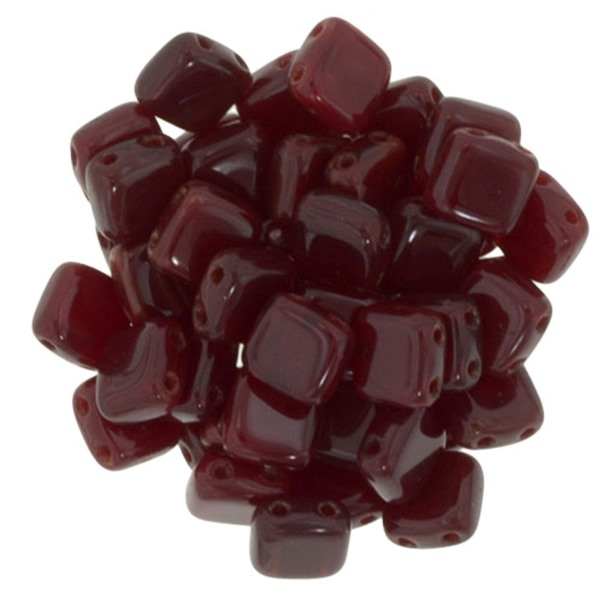 2-Hole TILE Beads 6mm CzechMates OXBLOOD (Strand of 50)