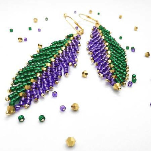 Mardi Gras Feather Earrings